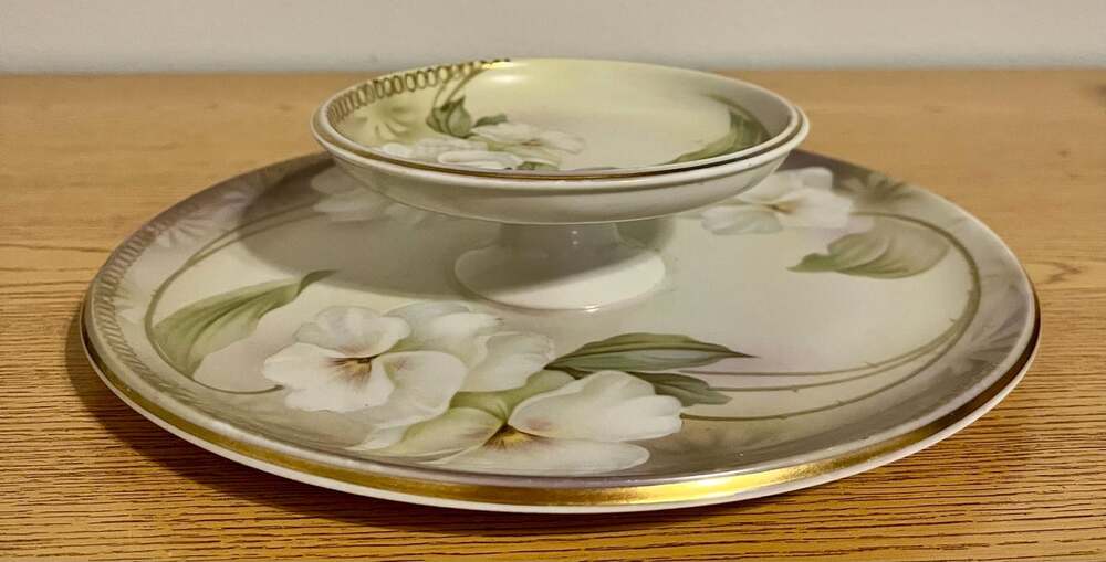 Vintage Regina Ware 1950s MCM Cake & Snack Plate | Hand-Painted | Made in German